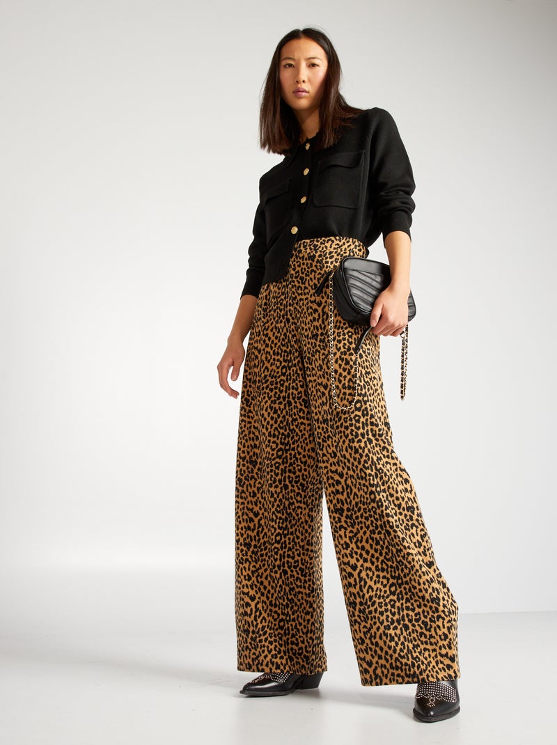 Pantalon léopard à coupe large léopard - Kiabi