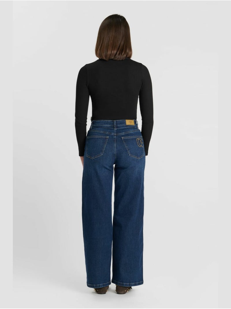 Pantalon lexygi loose, large en jeans 'le temps des cerises' Bleu - Kiabi