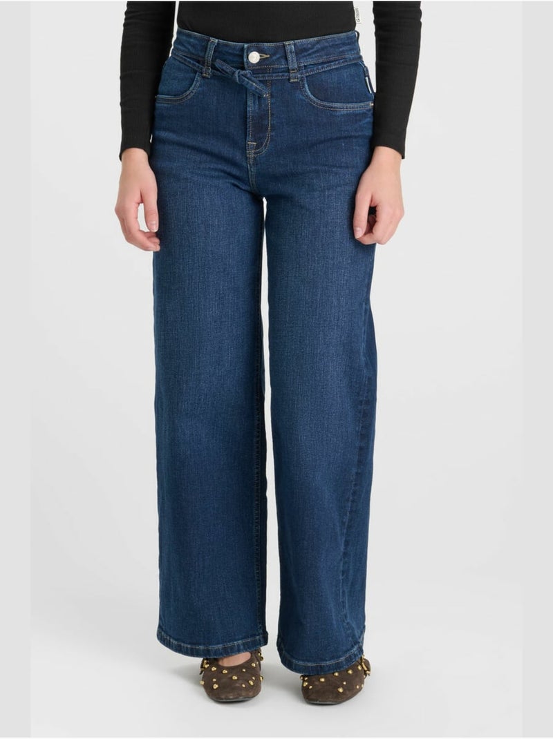 Pantalon lexygi loose, large en jeans 'le temps des cerises' Bleu - Kiabi