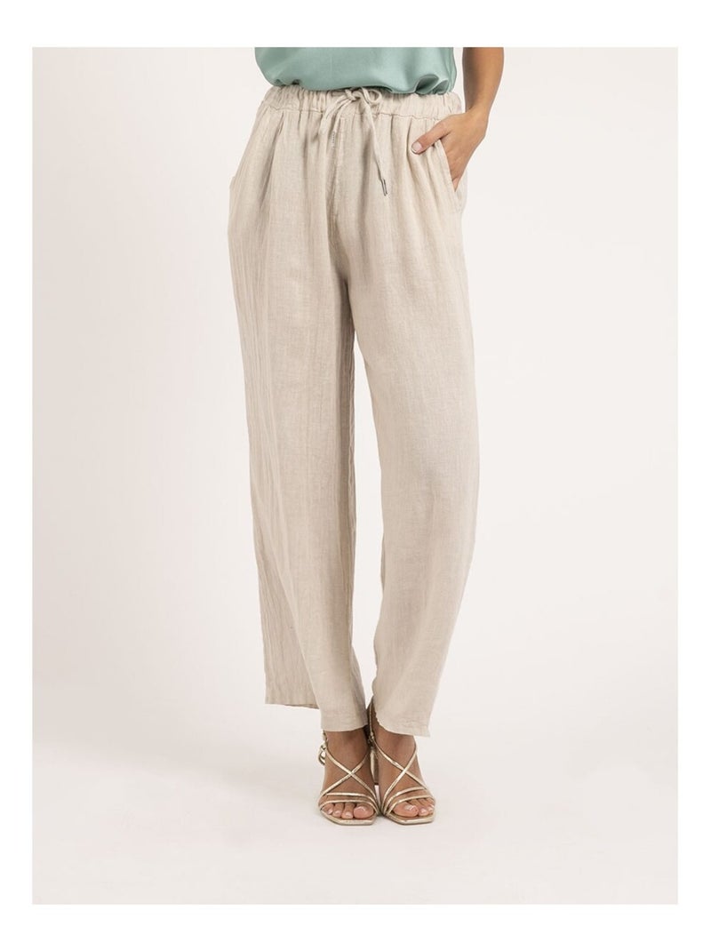 Pantalon lin ERNEST Ecru - Kiabi