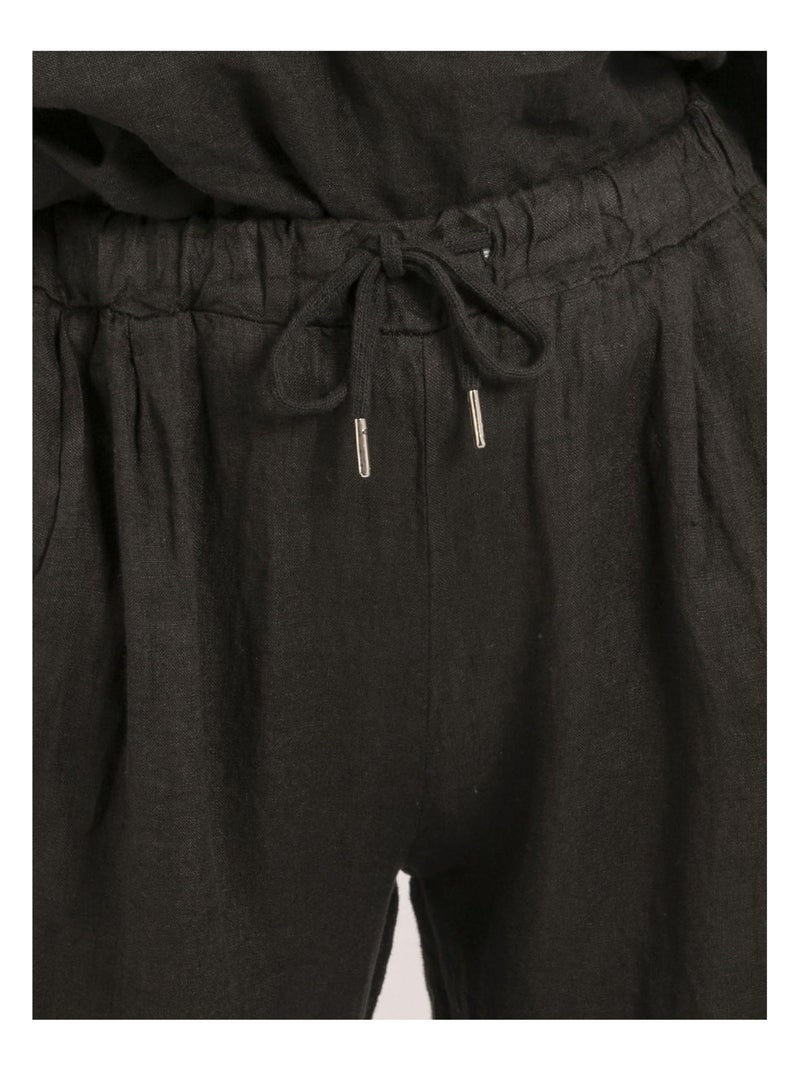 Pantalon lin ernest Noir - Kiabi