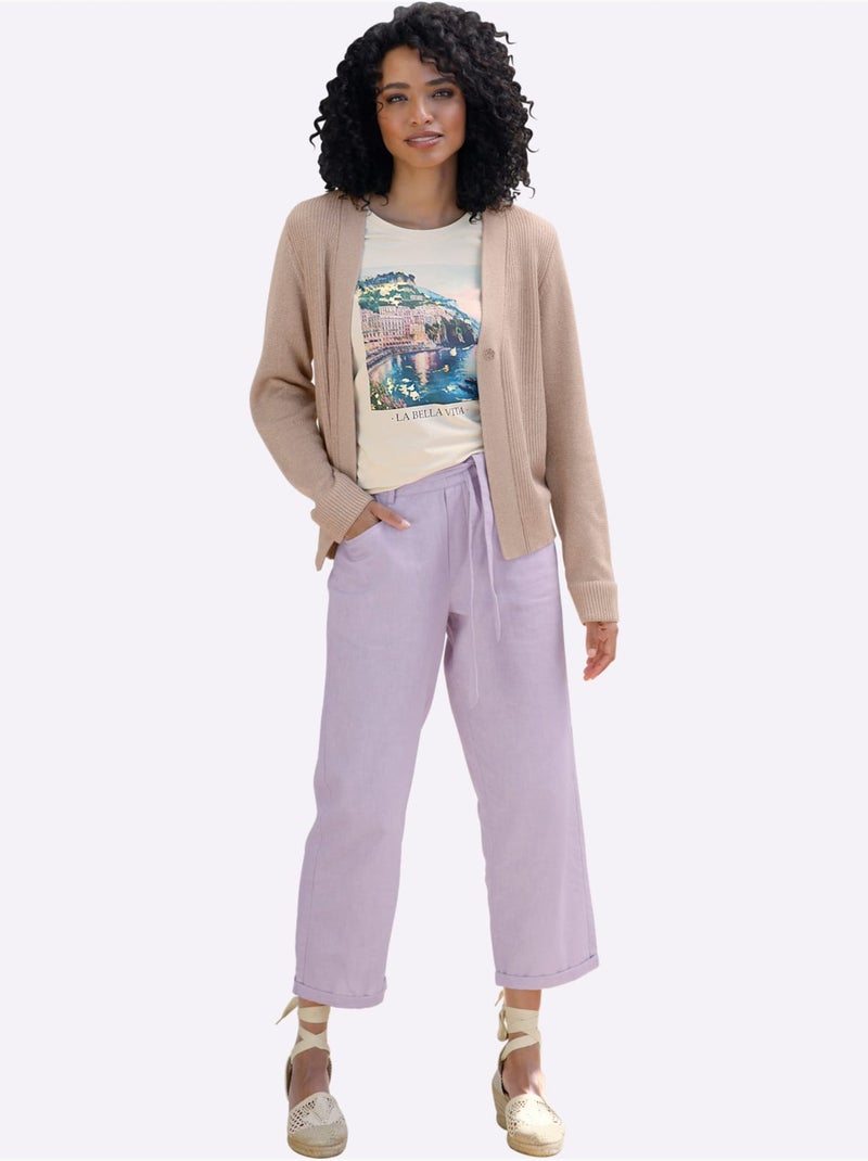 Pantalon Livrée Avec La Ceinture à Nouer - Taille Standard - Helline Parme - Kiabi