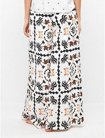 Pantalon long à imprimé tropical