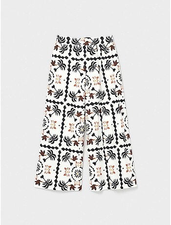 Pantalon long à imprimé tropical
