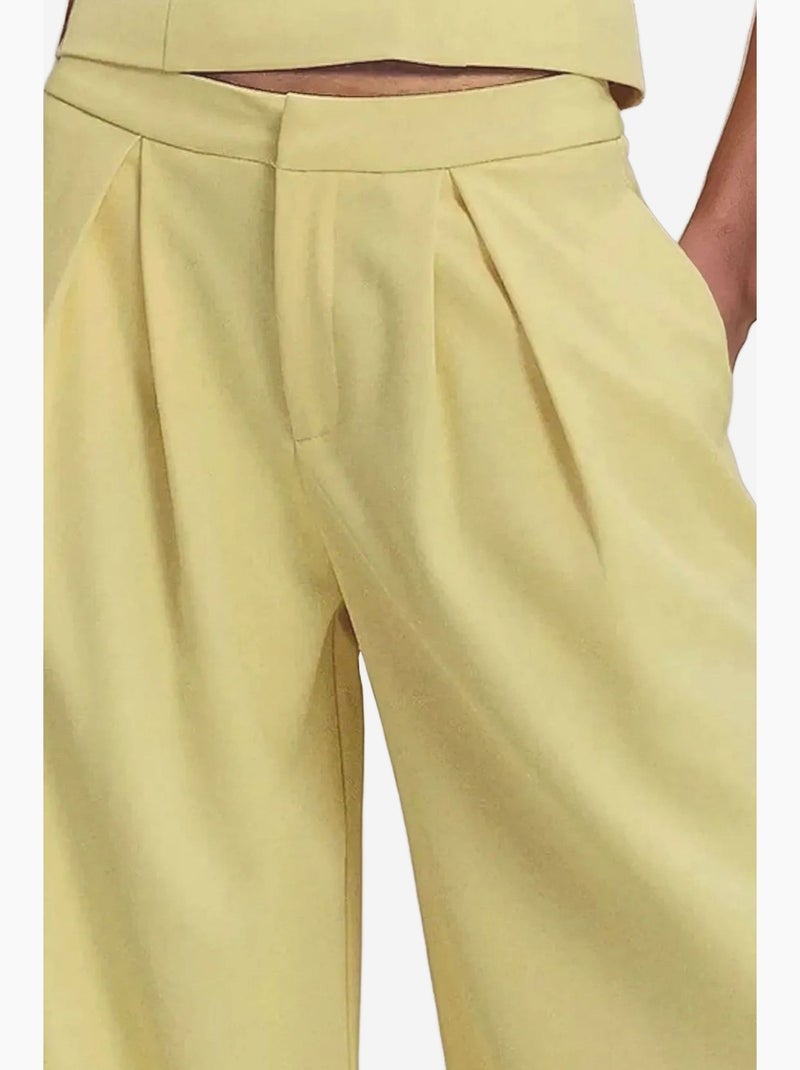 Pantalon long à jambes larges plissées hiccup Jaune - Kiabi