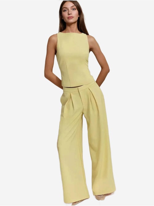 Pantalon long à jambes larges plissées - Kiabi Pantalon long à jambes larges plissées - Kiabi
