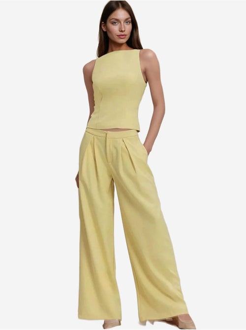 Pantalon long à jambes larges plissées - Kiabi Pantalon long à jambes larges plissées - Kiabi