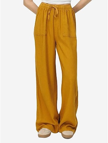 Pantalon long à taille élastique et jambe droite pour femme mixray