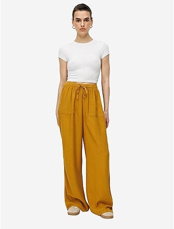 Pantalon long à taille élastique et jambe droite pour femme mixray