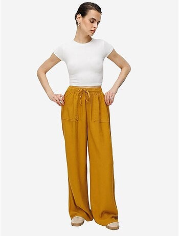 Pantalon long à taille élastique et jambe droite pour femme mixray