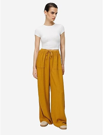 Pantalon long à taille élastique et jambe droite pour femme mixray