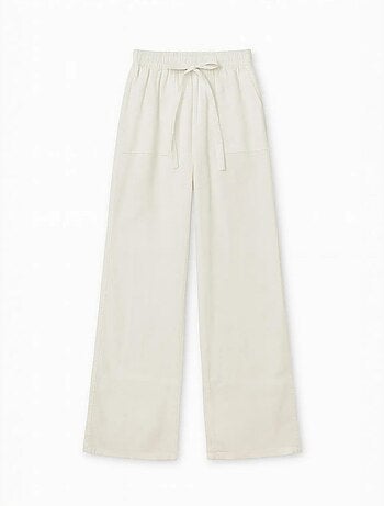 Pantalon long à taille élastique et jambe droite pour femme mixray