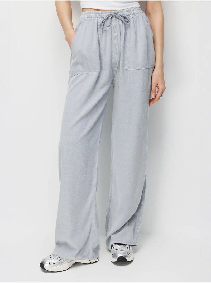 Pantalon long à taille élastique et jambe droite pour femme mixray Gris clair - Kiabi