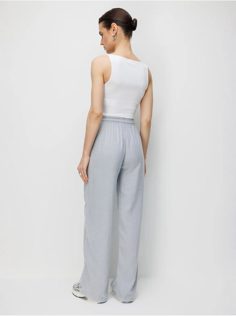 Pantalon long à taille élastique et jambe droite pour femme mixray Gris clair - Kiabi