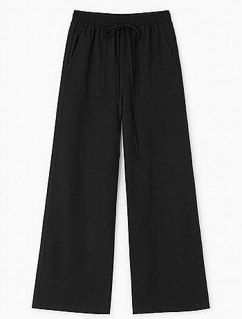 Pantalon long à taille élastique et jambe droite pour femme mixray