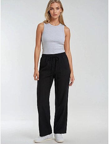 Pantalon long à taille élastique et jambe droite pour femme mixray