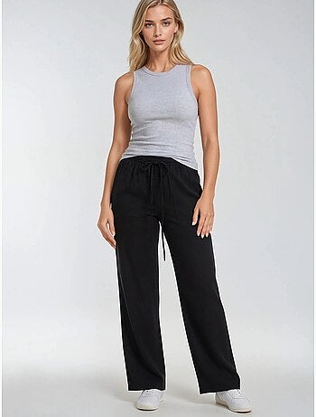 Pantalon long à taille élastique et jambe droite pour femme mixray