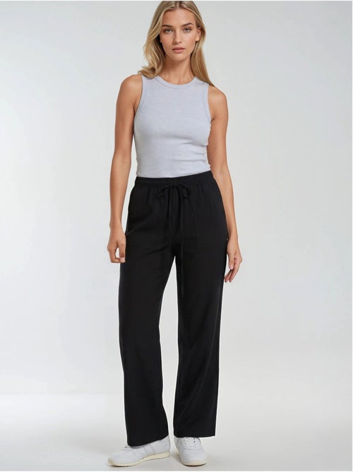 Pantalon long à taille élastique et jambe droite pour femme mixray - Kiabi Pantalon long à taille élastique et jambe droite pour femme mixray - Kiabi