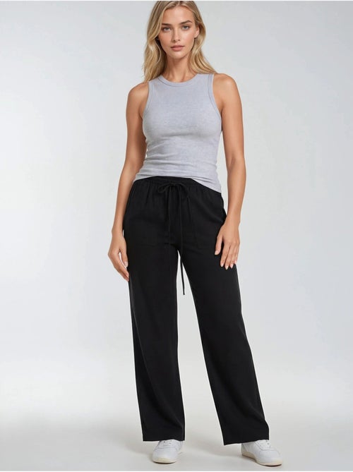 Pantalon long à taille élastique et jambe droite pour femme mixray - Kiabi Pantalon long à taille élastique et jambe droite pour femme mixray - Kiabi