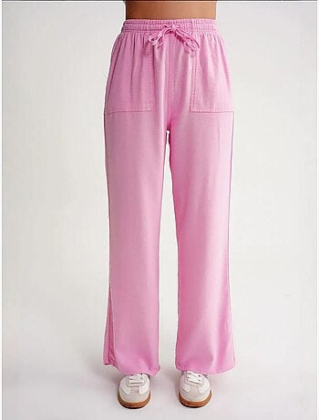 Pantalon long à taille élastique et jambe droite pour femme mixray