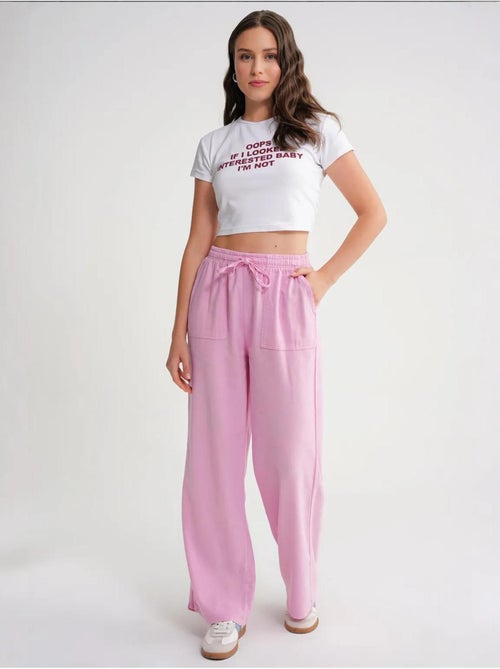 Pantalon long à taille élastique et jambe droite pour femme mixray - Kiabi