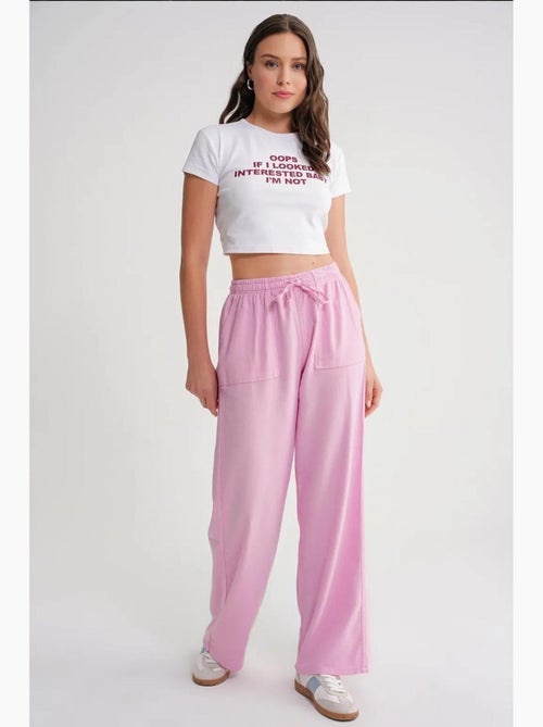 Pantalon long à taille élastique et jambe droite pour femme mixray - Kiabi
