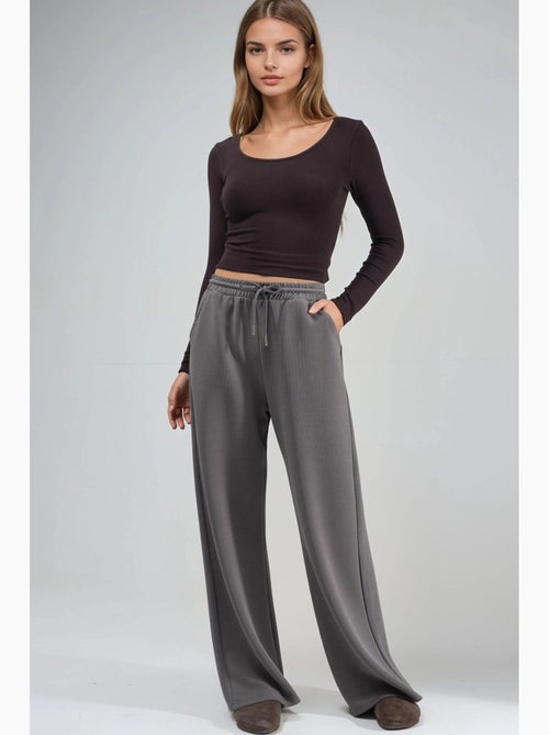 Pantalon long côtelé à taille élastiquée avec cordon de serrage busem - Kiabi