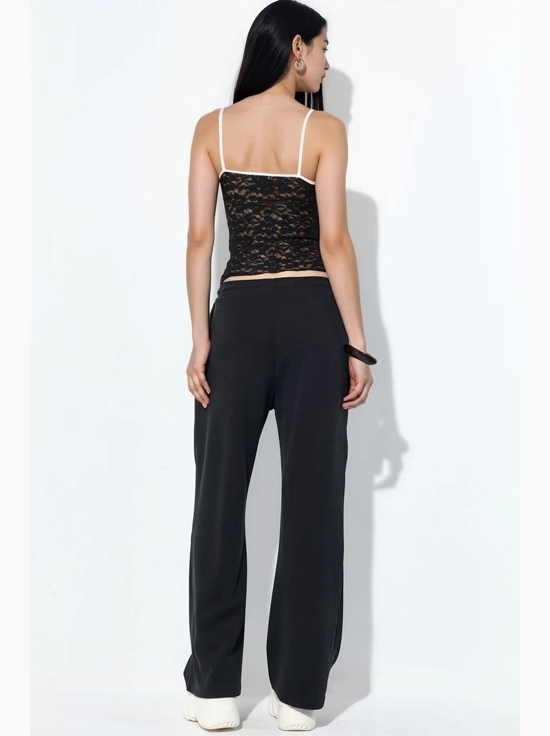 Pantalon long côtelé à taille élastiquée avec cordon de serrage busem Noir - Kiabi