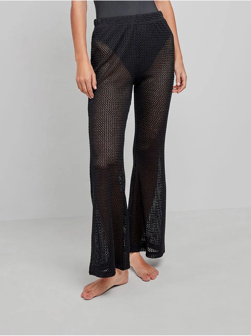 Pantalon long crochet Noir - Kiabi