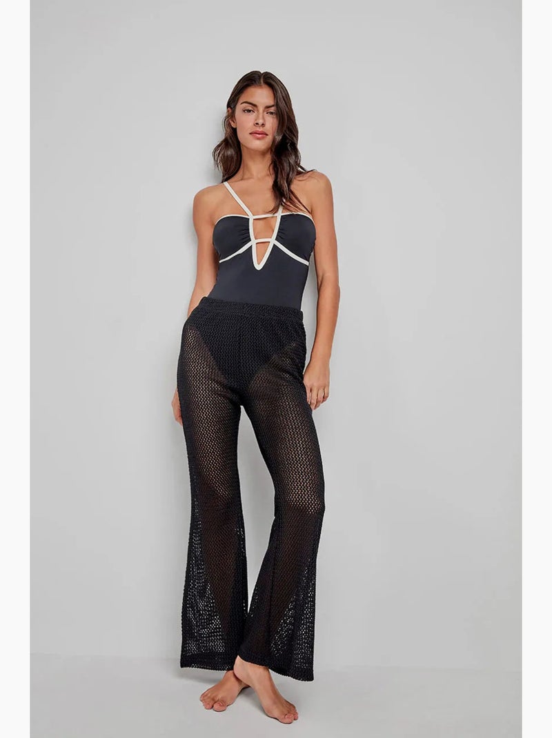 Pantalon long crochet Noir - Kiabi