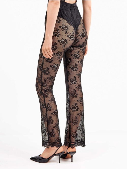 Pantalon long élastique en dentelle florale transparente et délicate - Kiabi