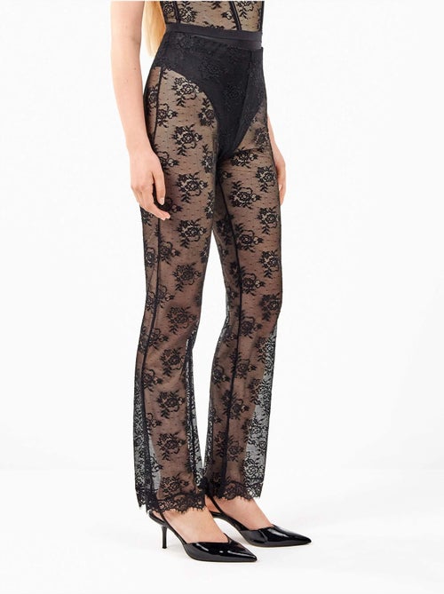 Pantalon long élastique en dentelle florale transparente et délicate - Kiabi