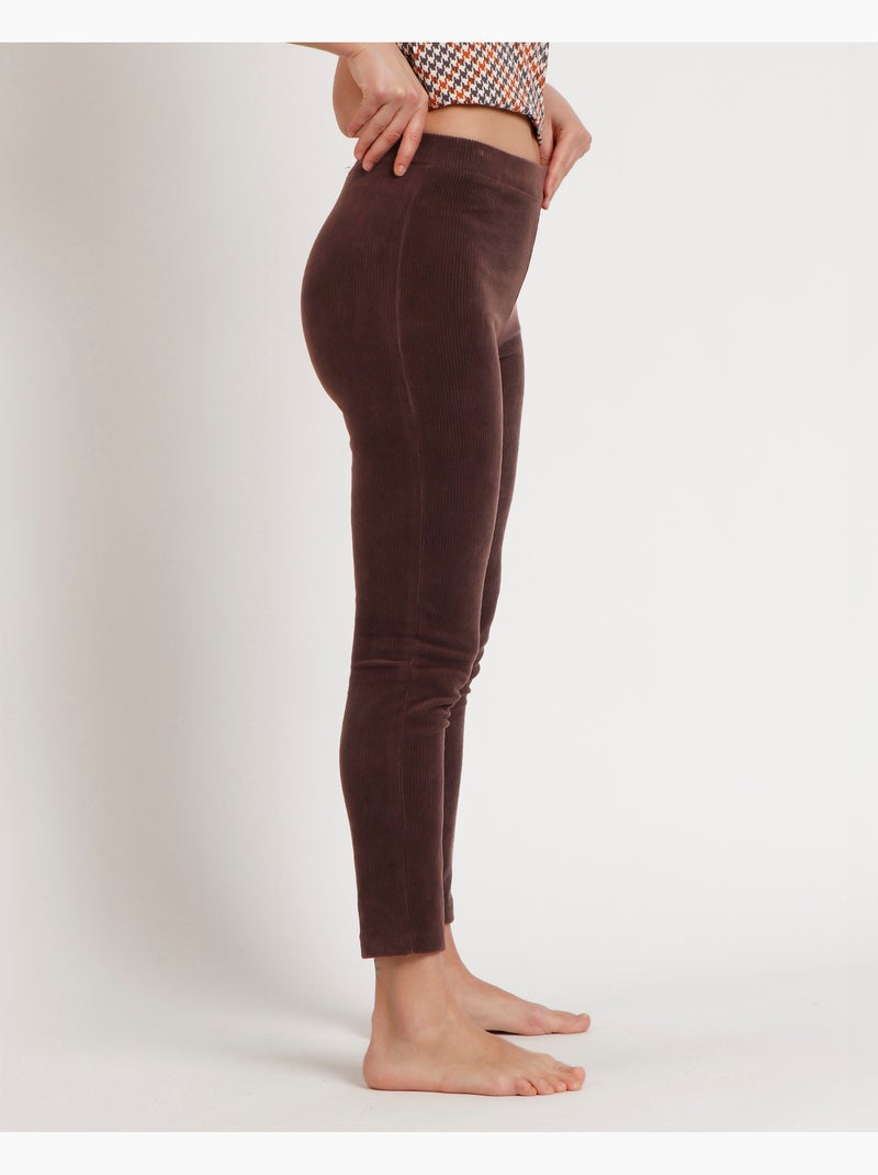 Pantalon long en velours côtelé extensible pour femme ADMAS Marron chocolat - Kiabi