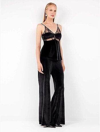 Pantalon long en velours élastique avec design élégant