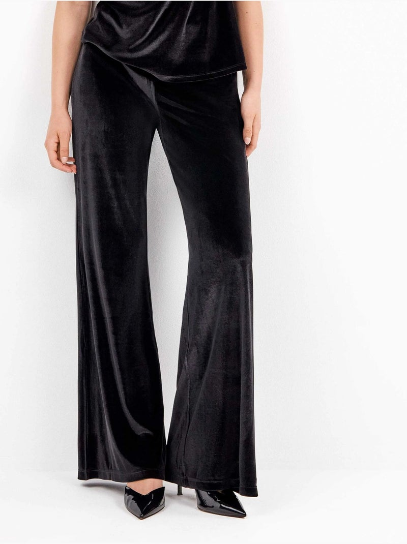 Pantalon long en velours élastique avec design élégant Noir - Kiabi