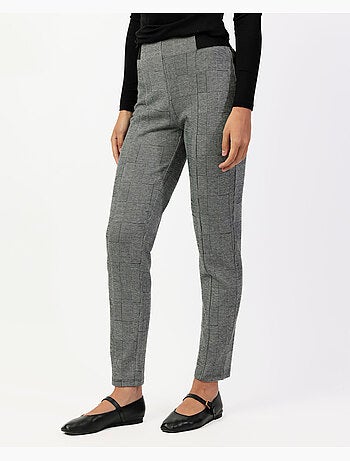 Pantalon long extensible à carreaux gris pour femme ADMAS