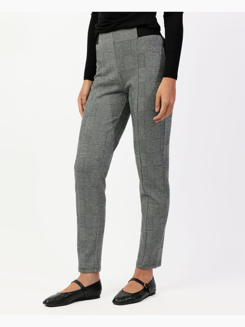 Pantalon long extensible à carreaux gris pour femme ADMAS Noir - Kiabi