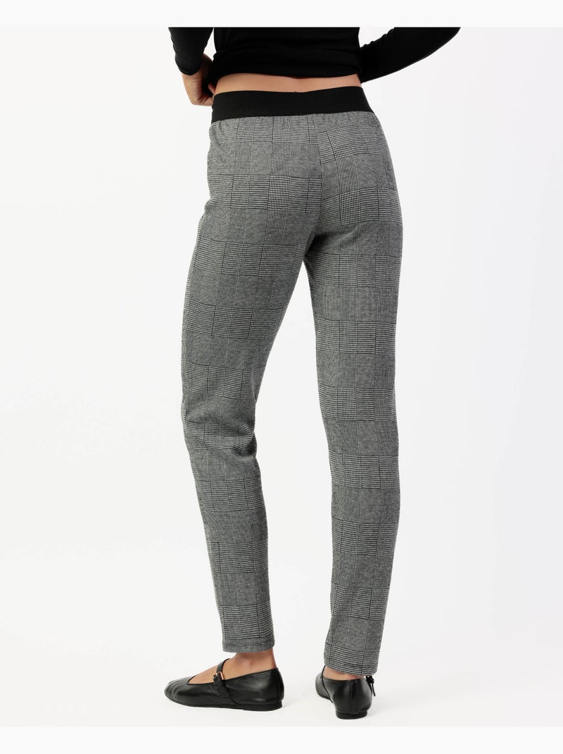 Pantalon long extensible à carreaux gris pour femme ADMAS Noir - Kiabi