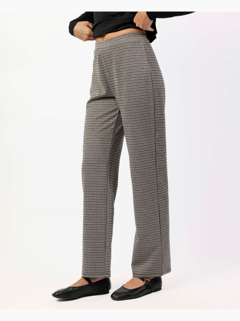 Pantalon long extensible à micro-carreaux pour femme ADMAS Beige - Kiabi