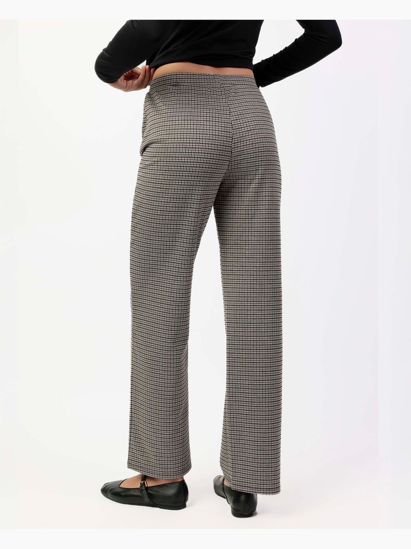Pantalon long extensible à micro-carreaux pour femme ADMAS Beige - Kiabi