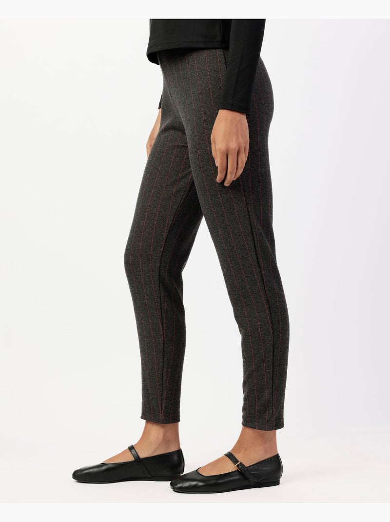 Pantalon long extensible à rayures pour femme ADMAS Gris chiné - Kiabi