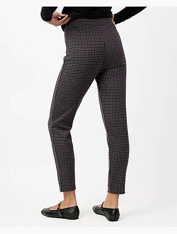 Pantalon long extensible pied-de-poule grenat ADMAS pour femme