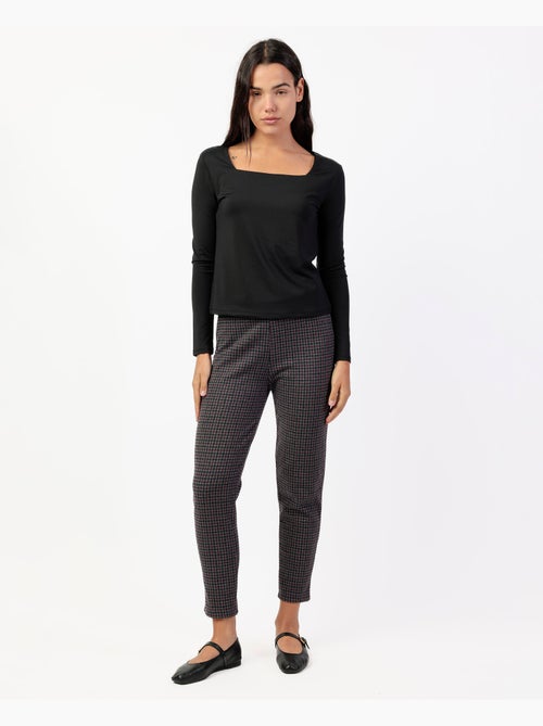 Pantalon long extensible pied-de-poule grenat ADMAS pour femme - Kiabi Pantalon long extensible pied-de-poule grenat ADMAS pour femme - Kiabi