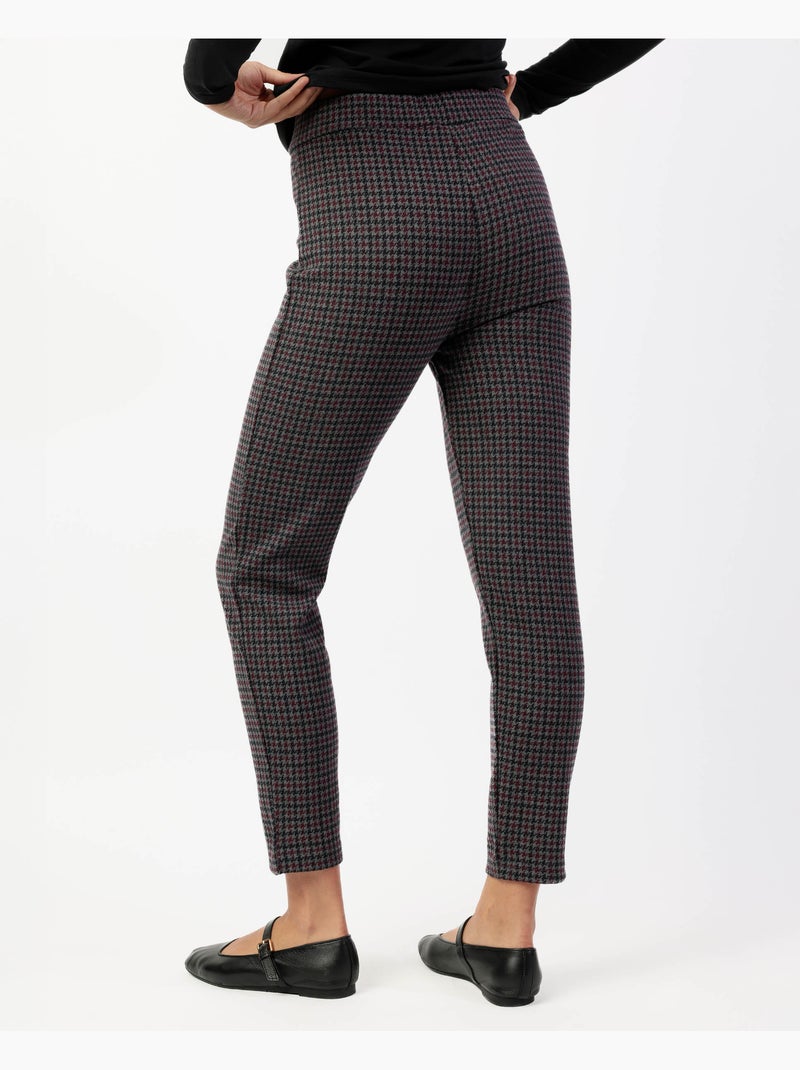 Pantalon long extensible pied-de-poule grenat ADMAS pour femme Gris - Kiabi