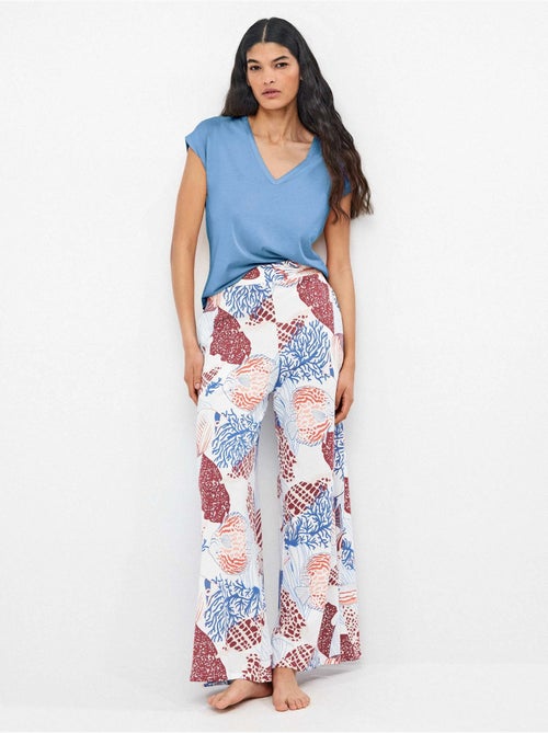 Pantalon long fluide imprimé inspiration fond marin - Kiabi Pantalon long fluide imprimé inspiration fond marin - Kiabi