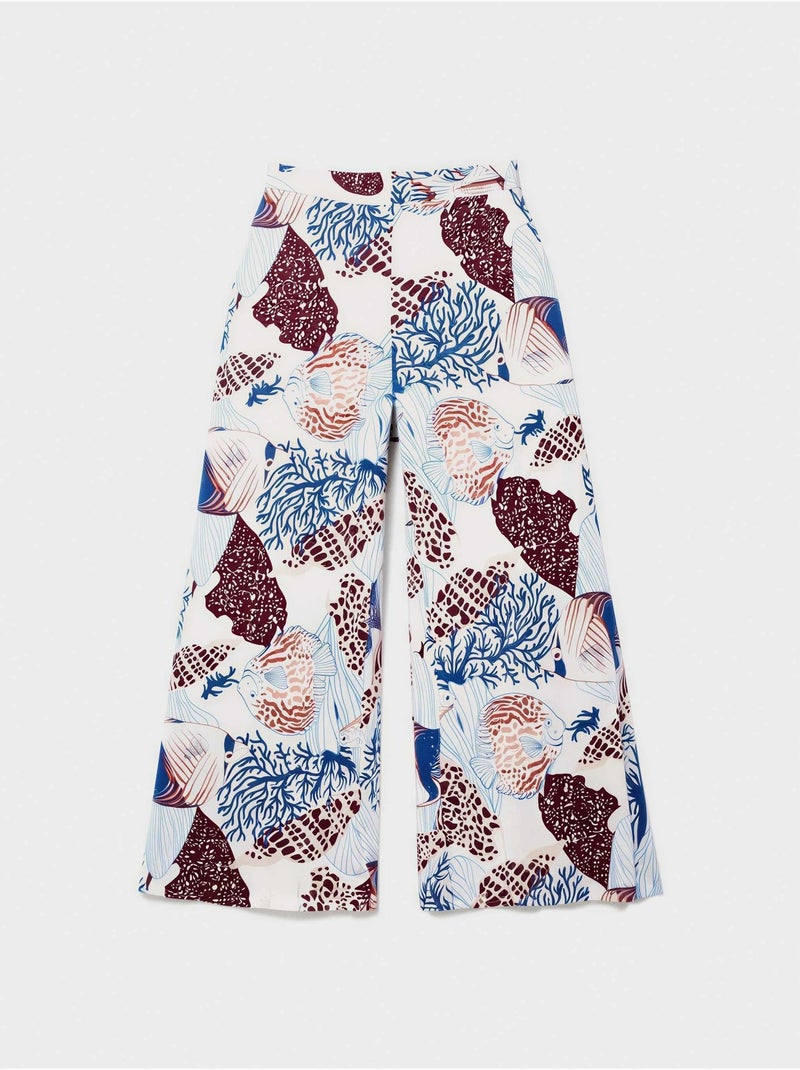 Pantalon long fluide imprimé inspiration fond marin Multicolore - Kiabi