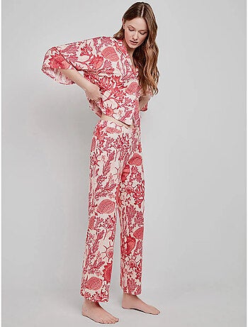 Pantalon long imprimé corail