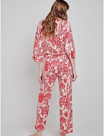 Pantalon long imprimé corail