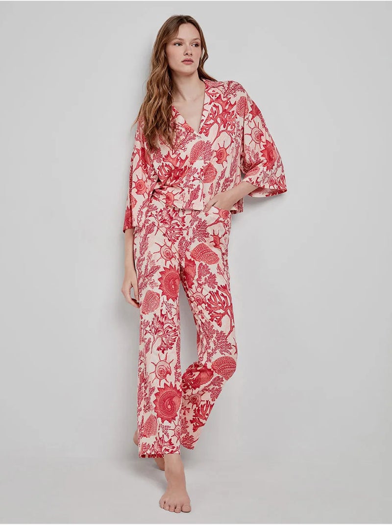 Pantalon long imprimé corail Multicolore - Kiabi