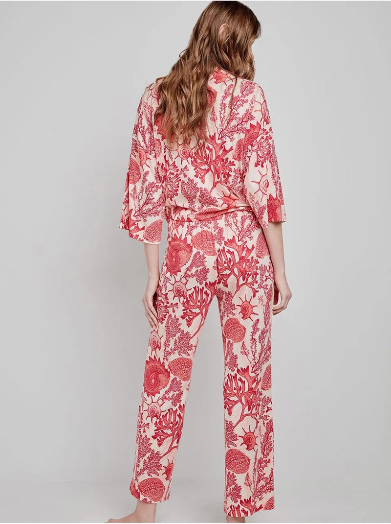 Pantalon long imprimé corail Multicolore - Kiabi